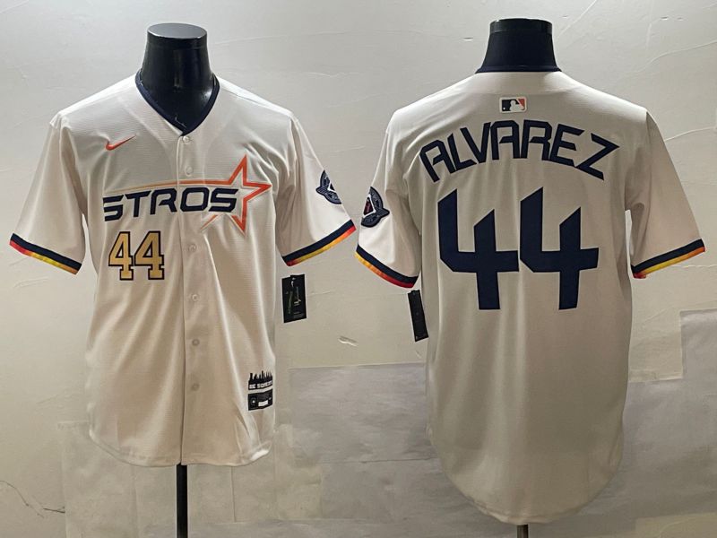 Men Houston Astros #44 Alvarez Cream Three generations Joint Name 2025 Nike MLB Jersey style 7->houston astros->MLB Jersey